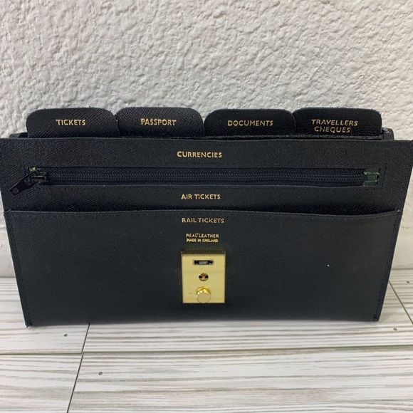 Travel Portfolio Black Leather Lockable Envelope Style - Picture 7 of 15